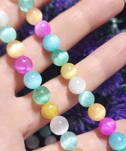 8 MM Çakra Selenit Doğal Taş Dizi