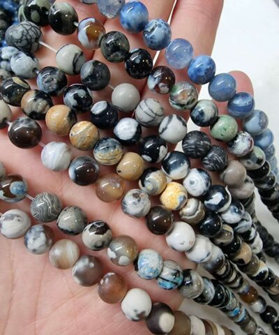 8 Mm Damarli Akik Dogal Tas Boncuk 2