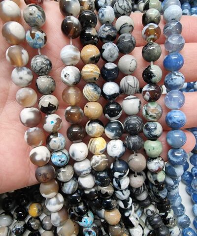 8 Mm Damarli Akik Dogal Tas Boncuk 4