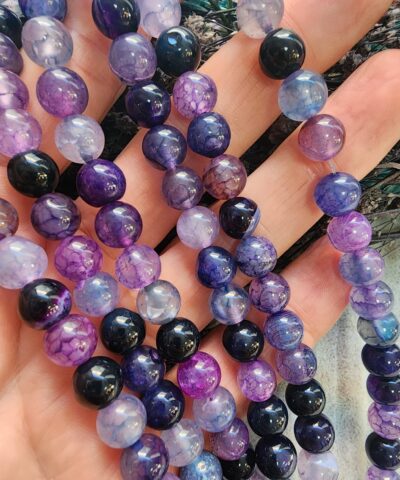 8 MM Damarlı Mor Mix Akik Taşı