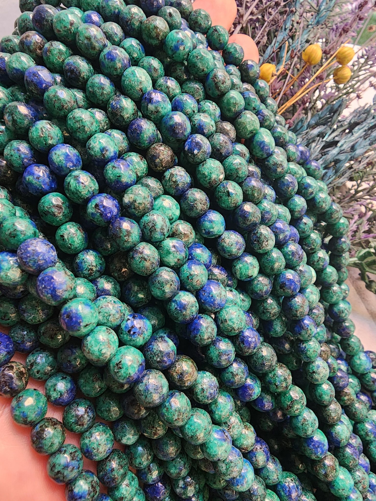 8 MM Faset Azurit Ceyt Kuvars Taşı