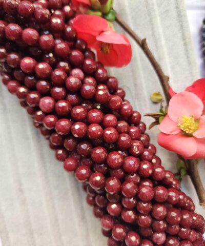 8 MM Faset Granat Ceyt Kuvars Taşı