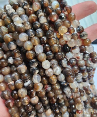 8 MM Faset Kahve Damarlı Akik Taşı