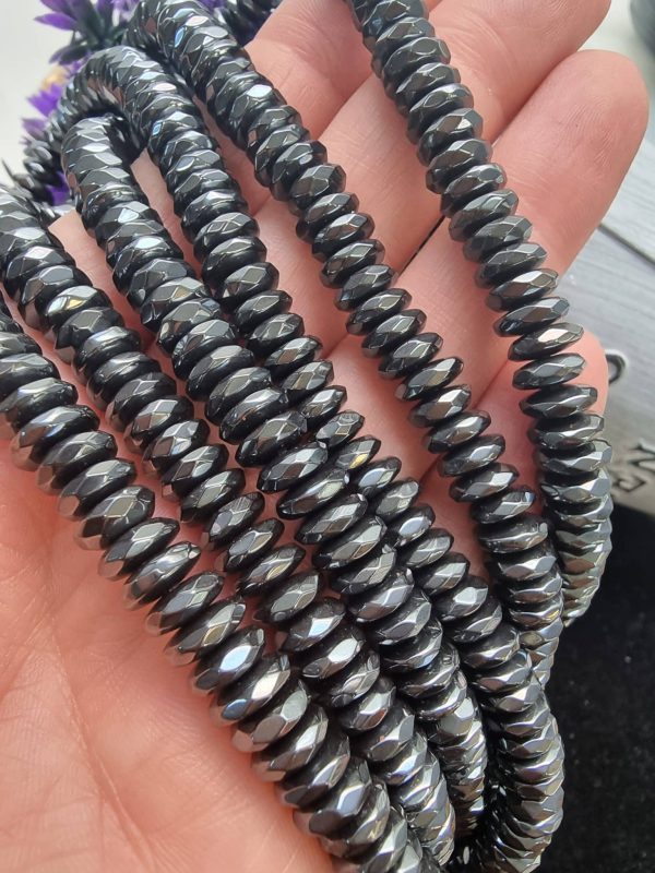 8 Mm Faset Kesim Rondela Hematit Dogal Tas 3