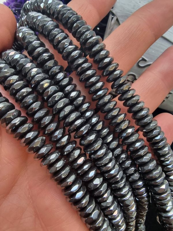 8 Mm Faset Kesim Rondela Hematit Dogal Tas