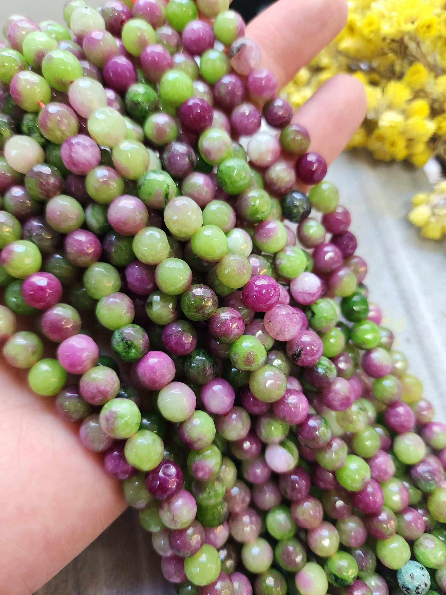 8 MM Faset Olive Mix Ceyt Kuvars Taşı