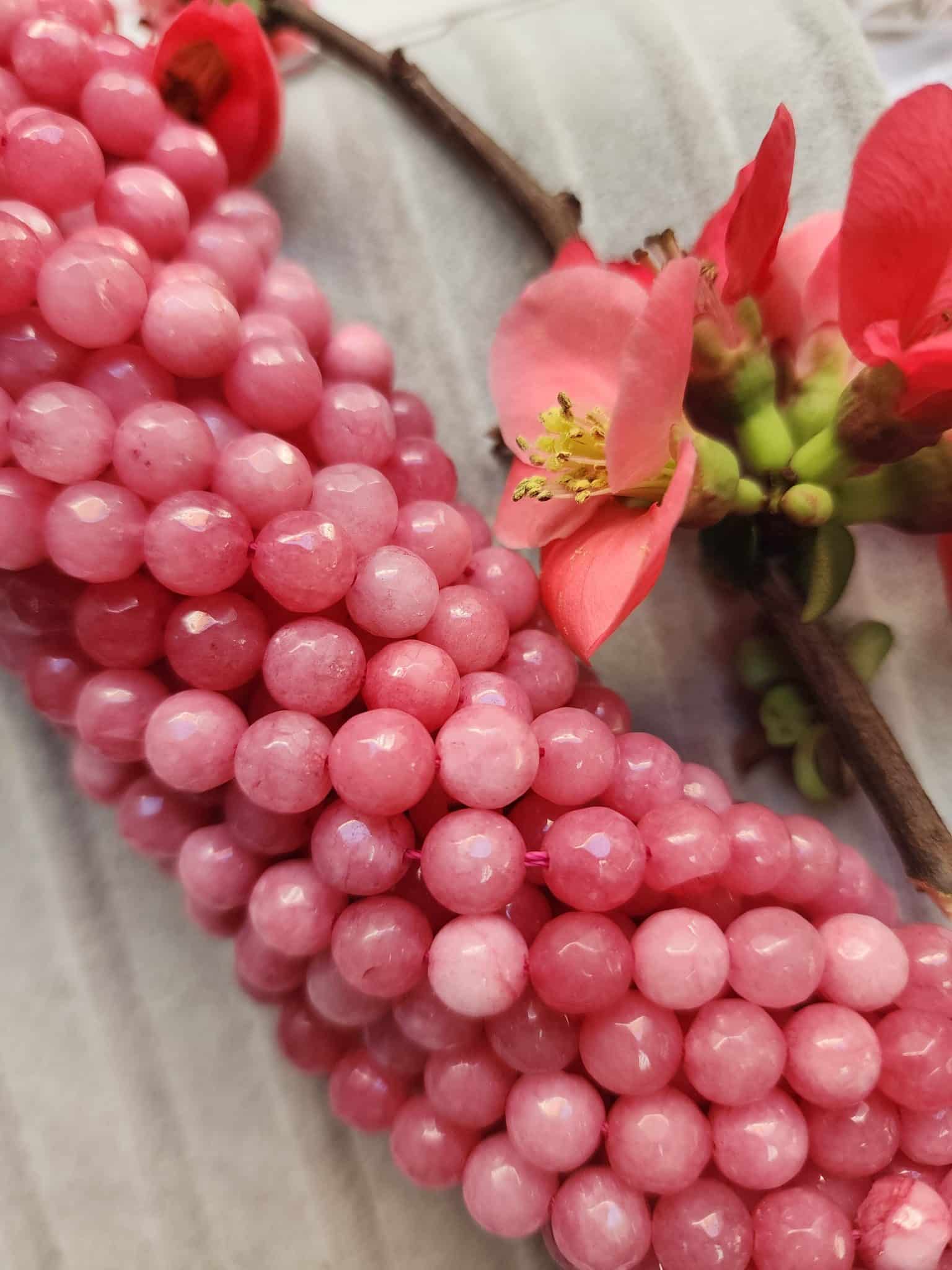 8 MM Faset Rodokrozit Ceyt Kuvars Taşı