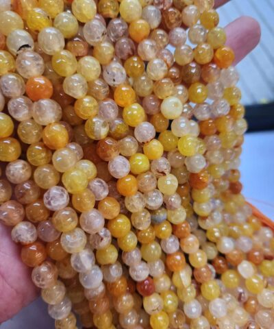 8 MM Faset Sarı Parçalı Akik Taşı