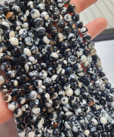 8 MM Faset Siyah Damarlı Akik Taşı