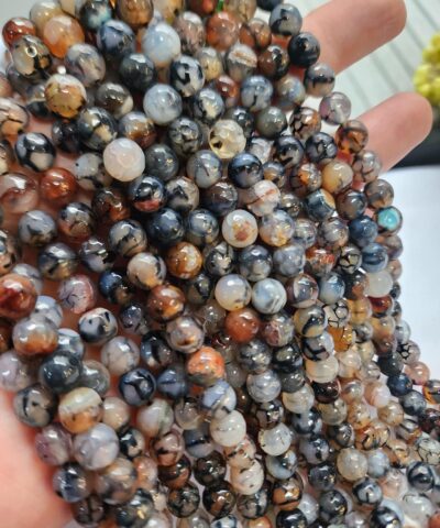 8 MM Faset Siyah Damarlı Mix Akik Taşı