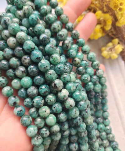 8 MM Faset Turkuaz Benekli Ceyt Kuvars Taşı