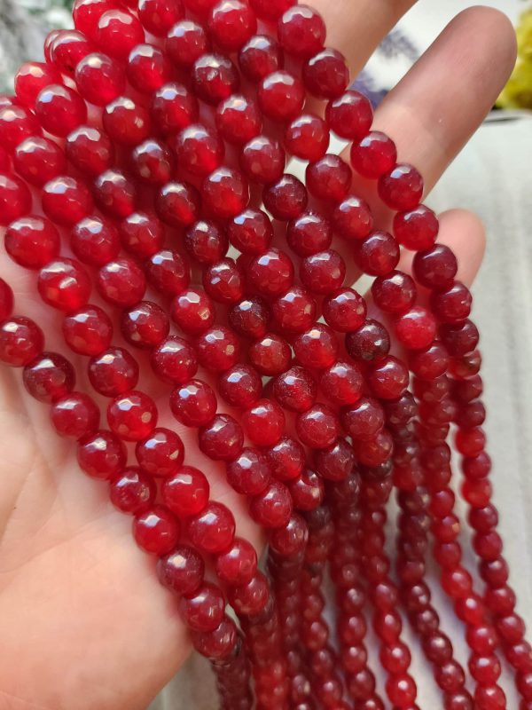 8 MM Faset Yakut Renkli Akik Taşı - Görsel 2