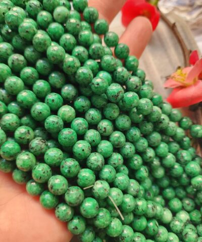 8 MM Faset Yeşil Benekli Ceyt Kuvars Taşı