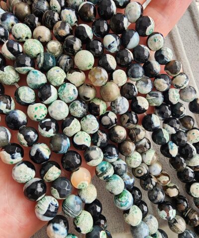 8 Mm Faset Yesil Siyah Akik Tasi