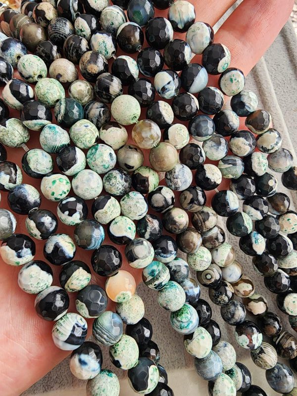 8 Mm Faset Yesil Siyah Akik Tasi