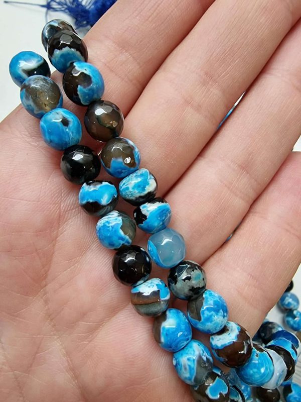8 Mm Fasetli Damarli Akik Dogal Tas Boncuk 503
