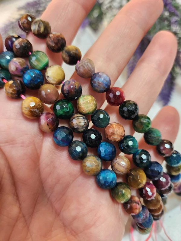 8 MM Fasetli Renkli Kaplan Gözü Taşı - Görsel 3