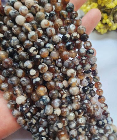 8 MM Küre Benekli Kahve Akik Taşı