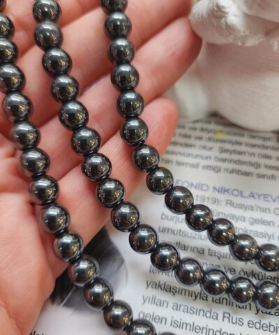 8 Mm Kure Hematit Dogal Tas Boncuk Fume