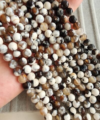 8 MM Küre Kahve Beyaz Akik Taşı