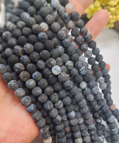 8 MM Küre Mat Siyah Akik Taşı