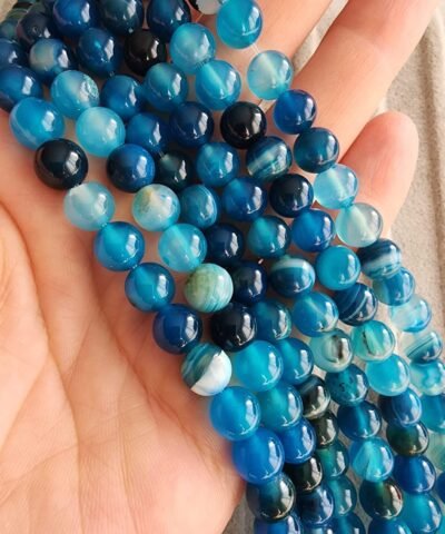 8 MM Küre Mavi Damarlı Akik Taşı