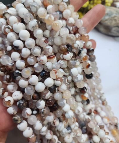 8 MM Küre Parçalı Bej Akik Taşı