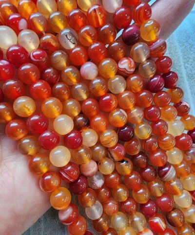 8 Mm Kure Turuncu Kirmizi Akik Tasi