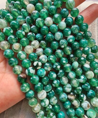 8 MM Küre Yeşil Beyaz Akik Doğal Taş
