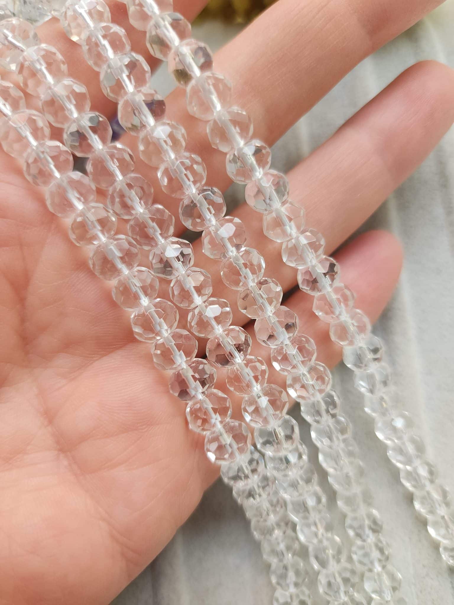 8 Mm Rondela Kristal Kuvars Tasi