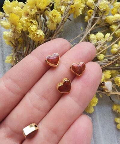 8 MM Kırmızı Sedef Mineli Kalp Ara Aparatı
