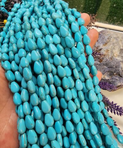 8x12 Mm Yassi Damla Turkuaz Dogal Tas