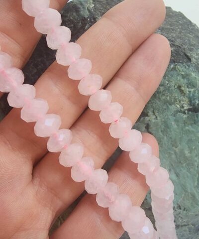 8x5 MM Faset Rondela Pembe Kuvars Taşı