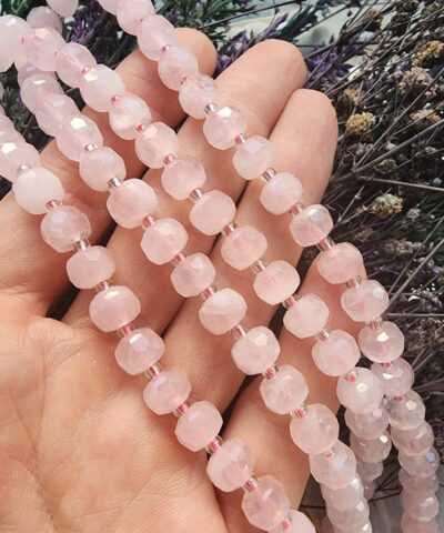 8x6 MM Pembe Kuvars Taşı Faset Rondela