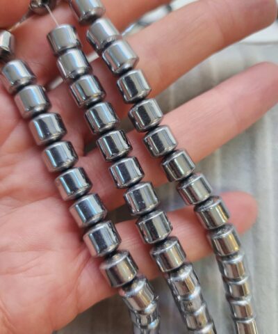 8x8 Mm Silindir Hematit Dogal Tas Boncuk Gumus