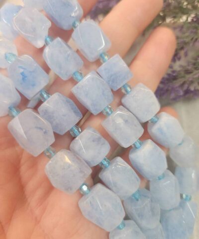 9x14 Mm Fasetli Dikdortgen Mavi Kuvars Tasi