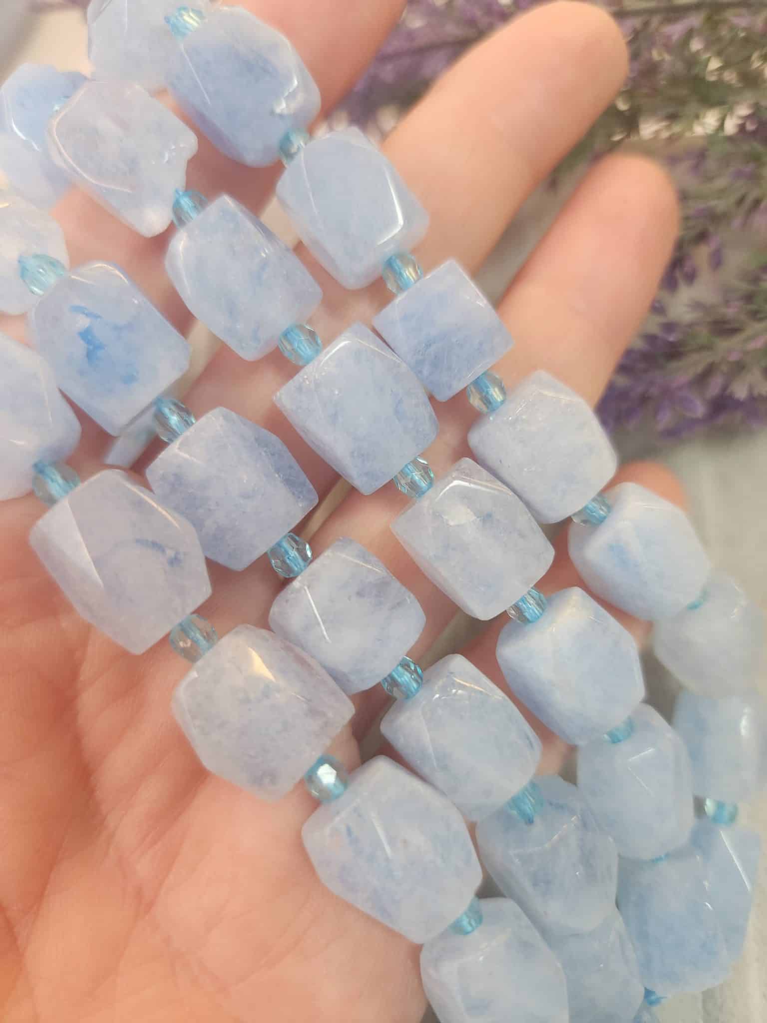 9x14 Mm Fasetli Dikdortgen Mavi Kuvars Tasi