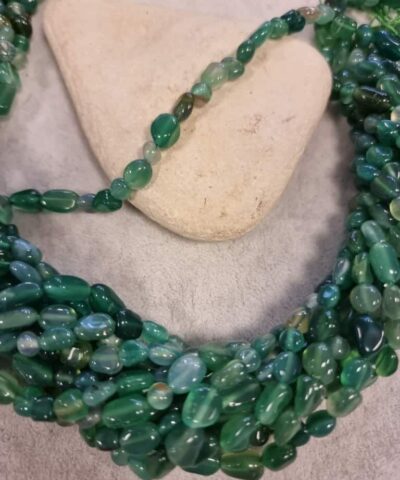 Akik Yesil Dogal Tas Dizi Amorf Sekilli