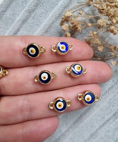 Altın Nazar Gözlü Çift Kulüp Bileklik Malzemesi