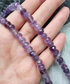 8 MM Rondela Ametist Doğal Taş Boncuk