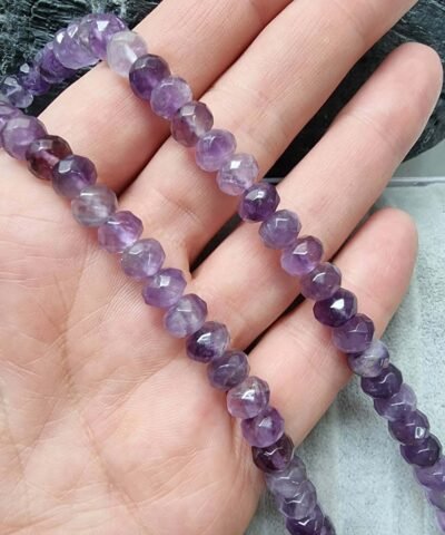 8 MM Rondela Ametist Doğal Taş Boncuk