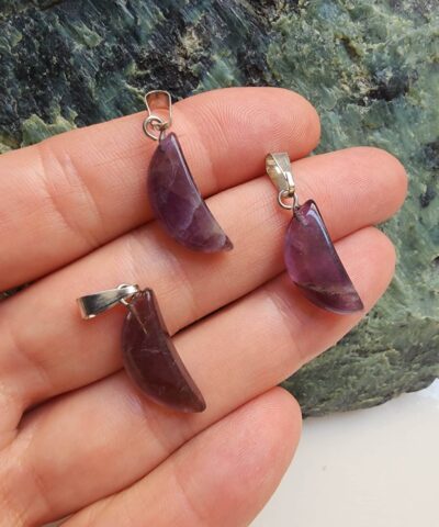 Ay Şekilli Ametist Taşı Kolye Ucu