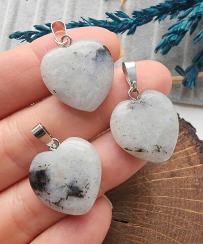 Ay Tasi Kalp Dogal Tas Kolye Ucu