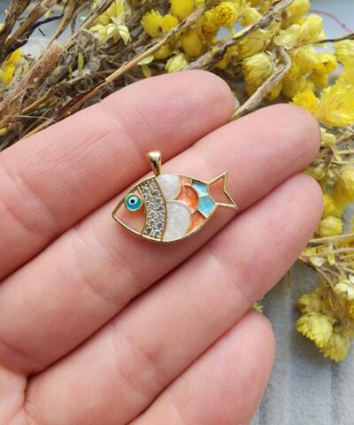 Balik Mineli Zirkon Tasli Kolye Ucu 502