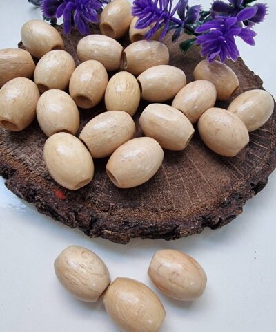 Bej Silindir Ahsap Tahta Boncuk Cesitleri 14 Mm