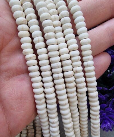 Beyaz Turkuaz Rondela Dogal Tas 6 Mm