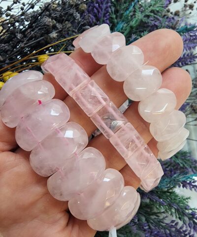 Bileklik Pembe Kuvars Dogal Tas