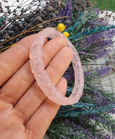 Bileklik Pembe Kuvars Doğal Taş