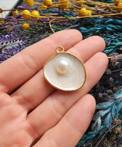 Büyük İncili Deniz Kabuğu Kolye Ucu - 501