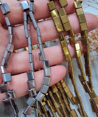 Cift Delikli Oval 6x6 Hematit Dogal Tas